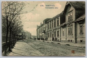 Komenský Street View Uhlířské Janovice Czech Republic UNP DB Postcard K8