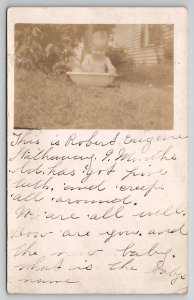 Ann Arbor Michigan Baby Hathaway Wash Basin 1908 Shaw Family Vassar Postcard E29