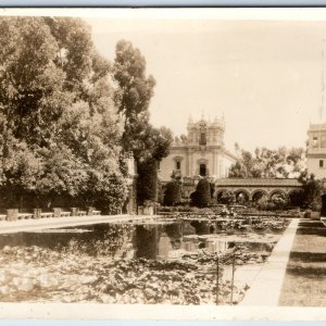 c1920s San Diego, CA RPPC Casa de Balboa Real Photo Expo Lily Pond Postcard A123