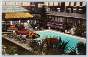 Savannah Georgia GA Postcard Hotel De Soto Swimming Pool c1940 Vintage Antique