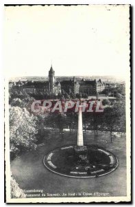 Old Postcard background in Luxembourg Monument of Remembrance Caisse d'saving...