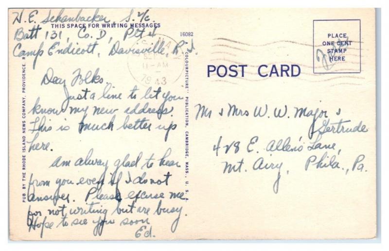 Camp Endicott, Davisville, RI Seabees US Naval Construction Battalions Postcard