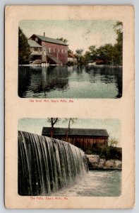 Day's Mills ME Maine Grist Mill And Falls 1911 To Cambridge MA Postcard A39