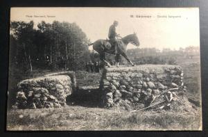 Mint Saumur France Postcard RPPC Army Cavalry School Double Jump