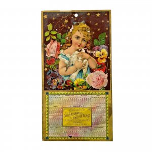 1887 The Great Atlantic & Pacific Tea Co. Antique Victorian Calendar Trade Card