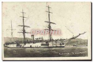 Old Postcard Boat Sailboat R Scuola A Vespucci