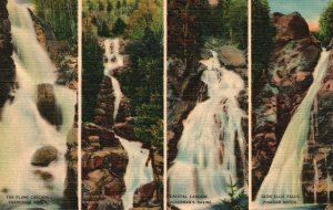 White Mountains NH-New Hampshire, Four Water Falls Crystal Cascade, Old Postcard