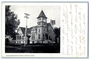 Clarion Iowa IA Postcard Congregational Church Exterior Trees Scene 1908 Antique