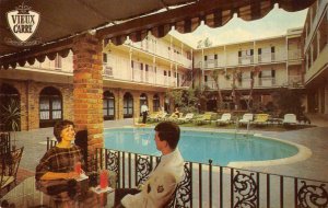 VIEUX CARRE MOTOR LODGE New Orleans Swimming Pool Roadside '60s Vintage Postcard