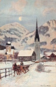 WINTER SCENE IN EUROPE~PETER PAUL MULLER ARTIST POSTCARD