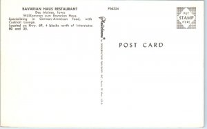 1960s Bavarian Haus Restaurant Des Moines IA Postcard