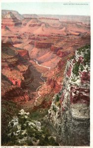 Grand Canyon Arizona AZ,  Road From The Outlook Grand View, Vintage Postcard
