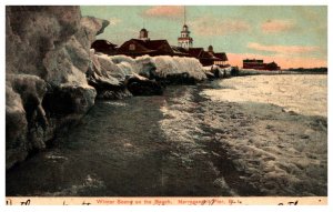 Rhode Island  Narragansett Pier Winter Scene Beach