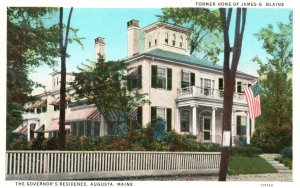 Vintage Postcard Former Home James G. Blaine Governor's Residence Augusta Maine