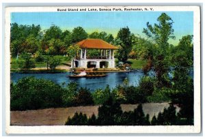 c1940 Band Stand Lake Seneca Park Canoe Rochester New York NY Vintage Postcard 