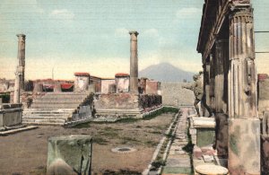 Vintage Postcard Pompei Portico Of Apollo's Temple Sculpture Statue Rome Italy