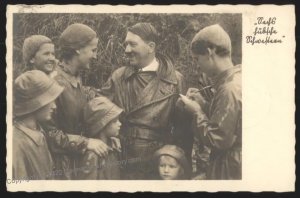 3rd Reich Germany Hitler with Children Hoffmann 717 Real Photo RPPC USED 108744