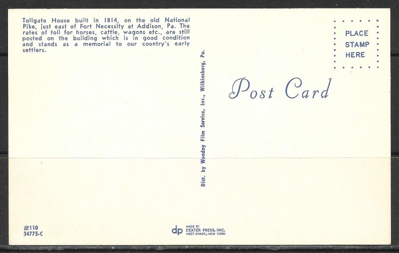 Pennsylvania, Addison - Tollgate House - [PA-221]