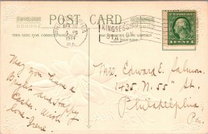 Vintage John Winsch Beautiful Easter Lily Flower Antique Postcard