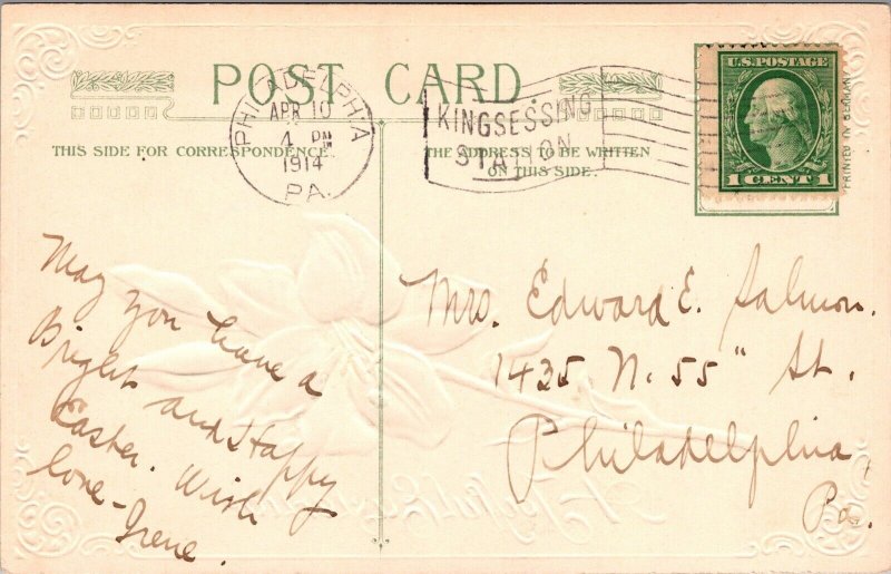 Vintage John Winsch Beautiful Easter Lily Flower Antique Postcard