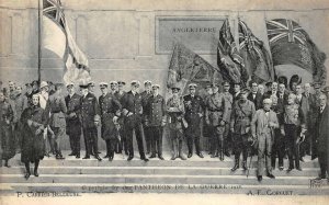 ENGLAND FRANCE SOLDIERS FLAGS WWI MILITARY A.F. GORGUET POSTCARD (c. 1918)