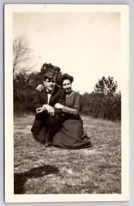 RPPC Woman with Young Man in Field Real Photo Postcard I21