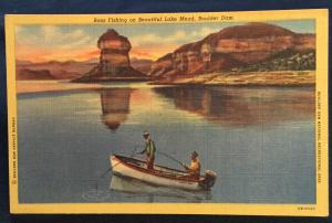 Postcard Used Fishing Lake Mead Boulder Dam NV LB
