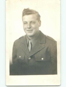 Pre-1950 rppc HANDSOME MAN IN UNIFORM POSSIBLE GAY INTEREST Akron Ohio OH o1519