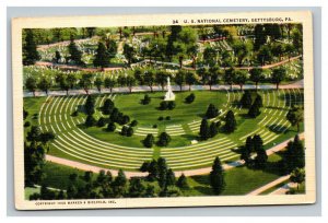 Vintage 1940's Postcard Aerial View US National Cemetery Gettysburg Pennsylvania