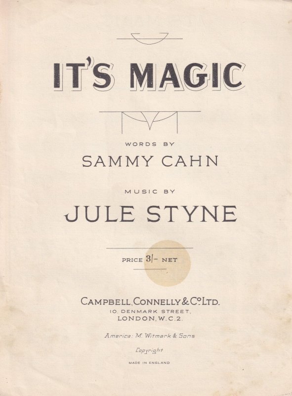 Its Magic Sammy Cahn Olde Sheet Music