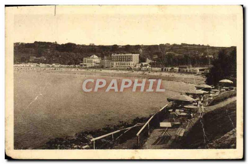 Old Postcard Perros Guirec Beach Trestraou Terrace of the Rose Garden