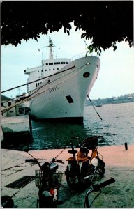 Cruise Ship Hamilton Bermuda Motor Bike VTG Postcard UNP Tichnor Unused Vintage 