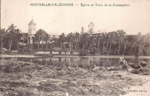 EGLISE TRIBU CONCEPTION NOUMEA NEW CALEDONIA OCEANIA POSTCARD (c. 1910)