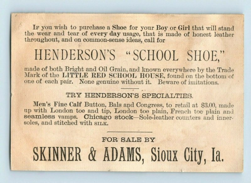 1890's Skinner & Adams, Sioux City, IA School Shoes Kids Fooling Around P179