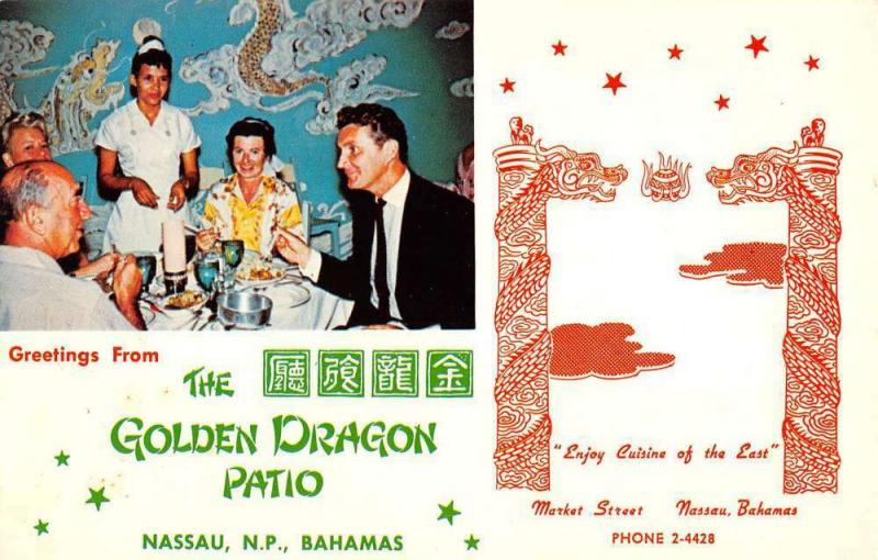 Nassau Bahamas Golden Dragon Patio Restaurant Vintage Postcard K54717