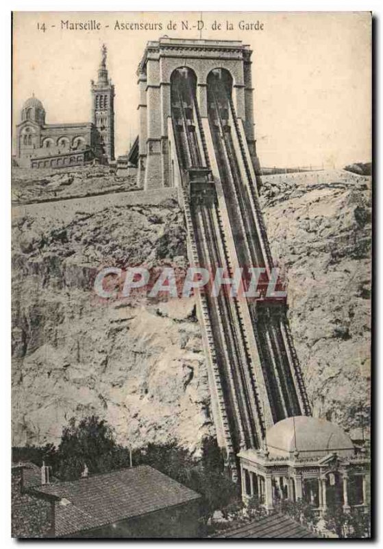 Postcard Old Marseille Elevators N D of the Guard
