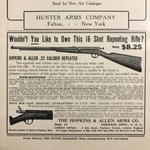 Hopkins & Allen Arms Co. Norwich, Conn. Hunter Arms N.Y. Original 1907 Print Ad  