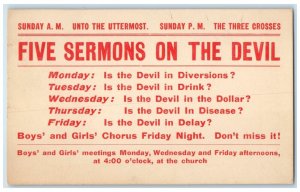c1940 Five Sermons Devil Walnut Street Baptist Church Waterloo Iowa IA Postcard