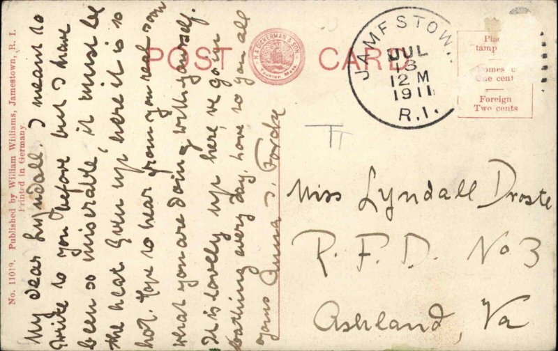 Jamestown Rhode Island RI Waterfront c1910 Vintage Postcard