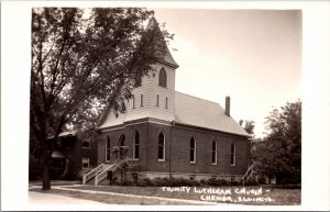 Real Photo Postcard Trinity Lutheran Church in Chenoa, Illinois