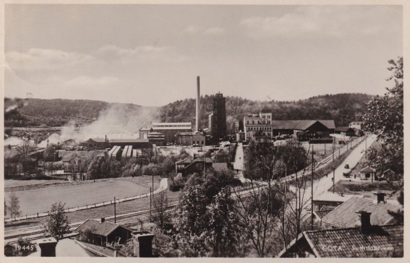 Factory Smoke Gota Sweden Landscape Real Photo Rare Postcard