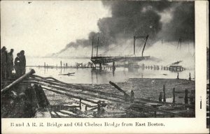 EAST BOSTON MA B and A Railroad Bridge from Old Chelsea Bridge c1910 PC
