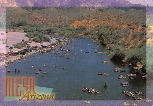 Mesa, AZ Arizona  SALT RIVER TUBING  Bird's Eye View  4X6 Continental Postcard