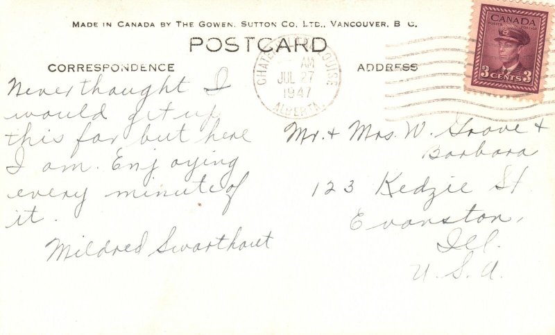 Vintage Postcard 1947 Saskatchewan Crossing Banf-Jasper Highway Canadian Rockies