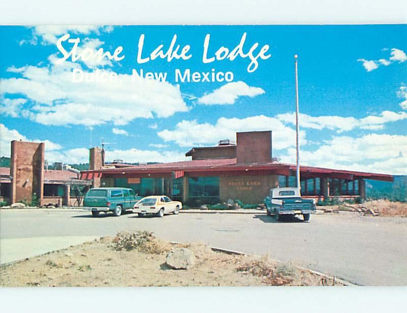 Unused Pre-1980 OLD CARS & STONE LAKE LODGE MOTEL Dulce New Mexico NM s2013-33