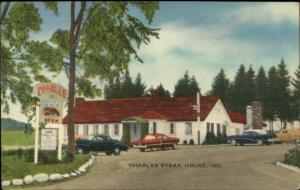 North Andover MA Charles Steak House LINEN Postcard