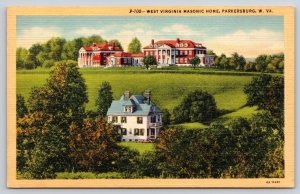 Parkersburg West Virginia~Masonic Home & Grounds~1934 Linen Postcard