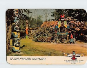 Postcard Wishing Well And Totem Poles Capilano Suspension Bridge Gardens Canada