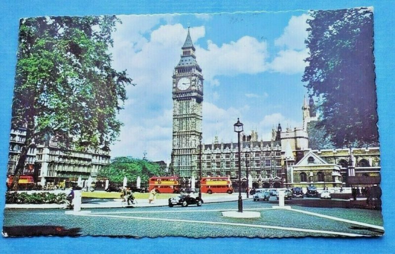 Vintage Postcard England Big Ben and Parliament Square London