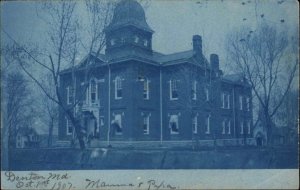 Denton MD Court House c1910 Cyanotype Real Photo Postcard